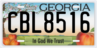 GA license plate CBL8516