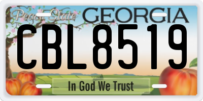 GA license plate CBL8519