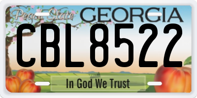 GA license plate CBL8522