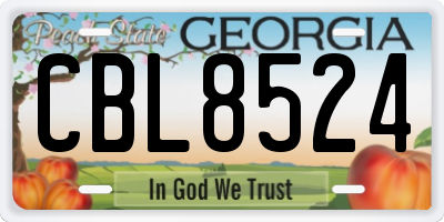 GA license plate CBL8524