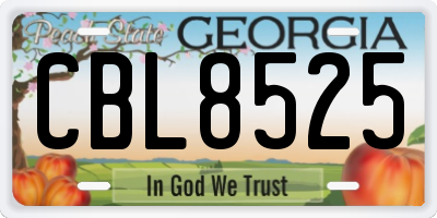 GA license plate CBL8525