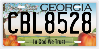 GA license plate CBL8528