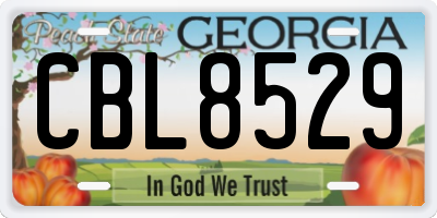 GA license plate CBL8529