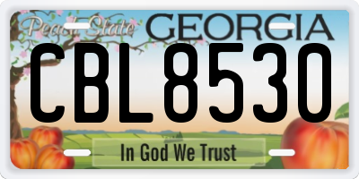 GA license plate CBL8530