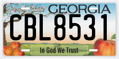 GA license plate CBL8531