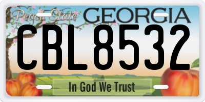 GA license plate CBL8532