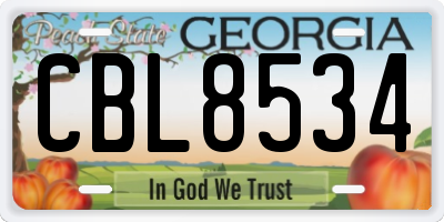 GA license plate CBL8534