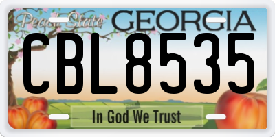 GA license plate CBL8535