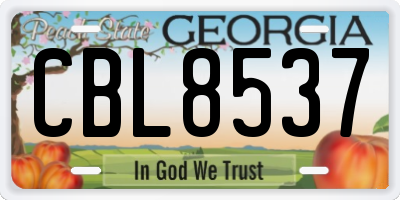 GA license plate CBL8537