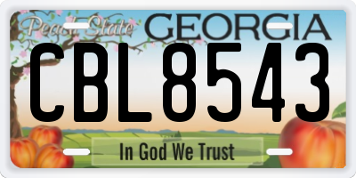 GA license plate CBL8543