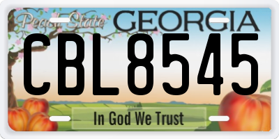 GA license plate CBL8545