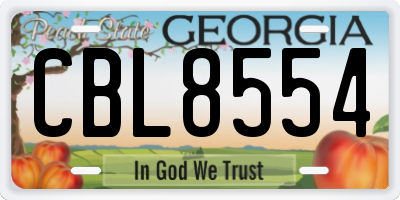 GA license plate CBL8554