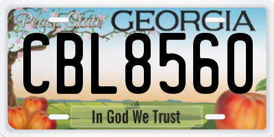GA license plate CBL8560