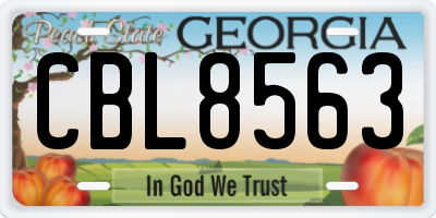 GA license plate CBL8563