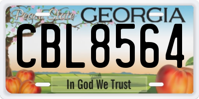 GA license plate CBL8564