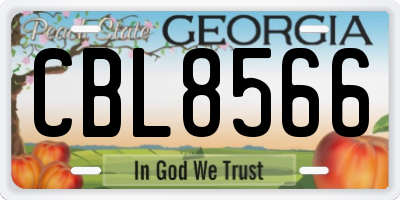 GA license plate CBL8566