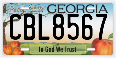 GA license plate CBL8567