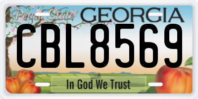 GA license plate CBL8569