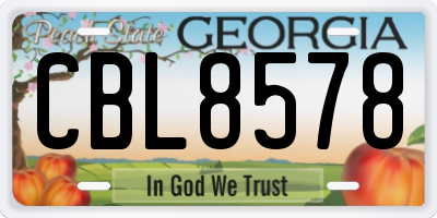 GA license plate CBL8578