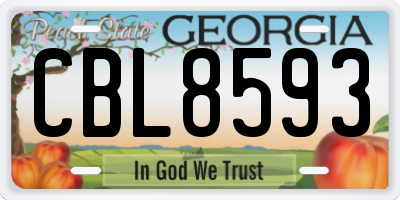 GA license plate CBL8593