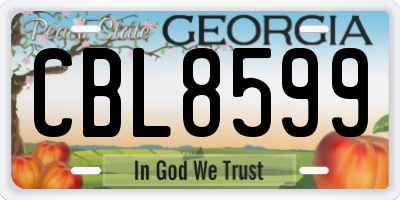 GA license plate CBL8599