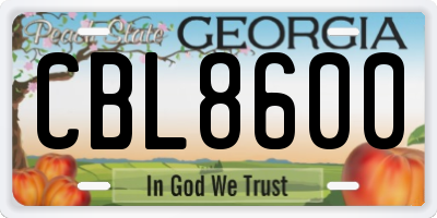 GA license plate CBL8600