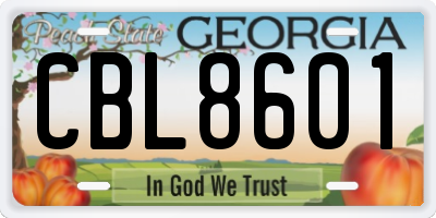 GA license plate CBL8601