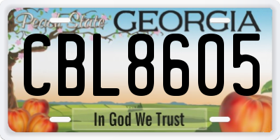 GA license plate CBL8605