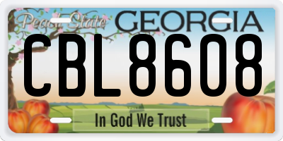 GA license plate CBL8608