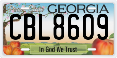 GA license plate CBL8609