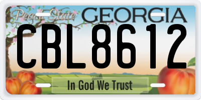 GA license plate CBL8612