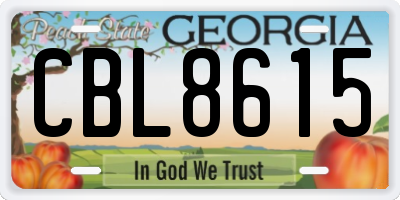 GA license plate CBL8615