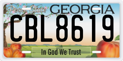 GA license plate CBL8619