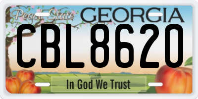 GA license plate CBL8620