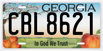 GA license plate CBL8621