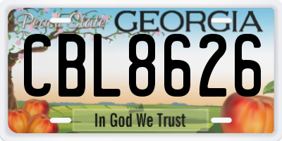 GA license plate CBL8626