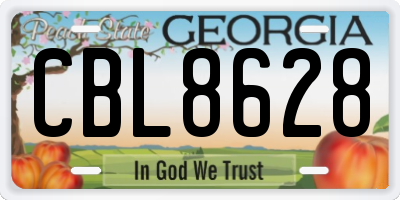 GA license plate CBL8628