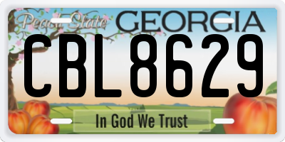GA license plate CBL8629