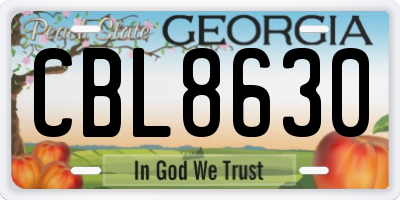 GA license plate CBL8630