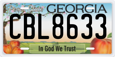 GA license plate CBL8633