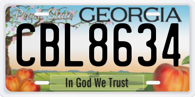 GA license plate CBL8634