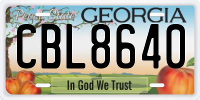 GA license plate CBL8640