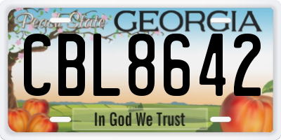 GA license plate CBL8642