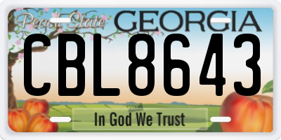 GA license plate CBL8643