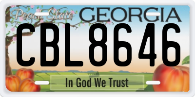 GA license plate CBL8646