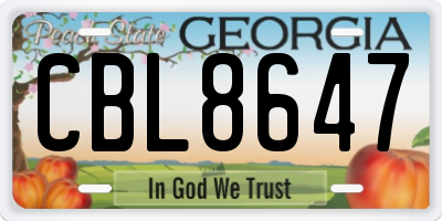 GA license plate CBL8647