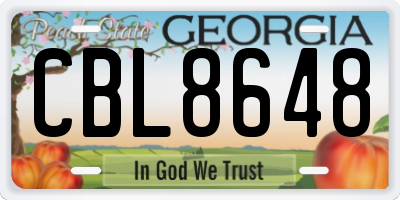 GA license plate CBL8648