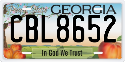GA license plate CBL8652