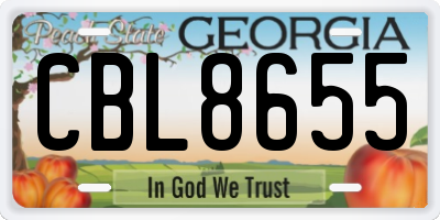 GA license plate CBL8655