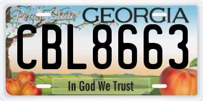 GA license plate CBL8663